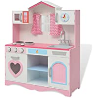 vidaXL Cocinita de Juguete de Madera Dimensiones 82 x 30 x 100 cm Rosa y Blanca